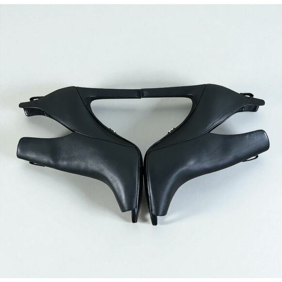 MICHAEL Michael Kors Lawson Open Toe Leather Bootie Sz 9 Black High Heel Holiday - Picture 6 of 11